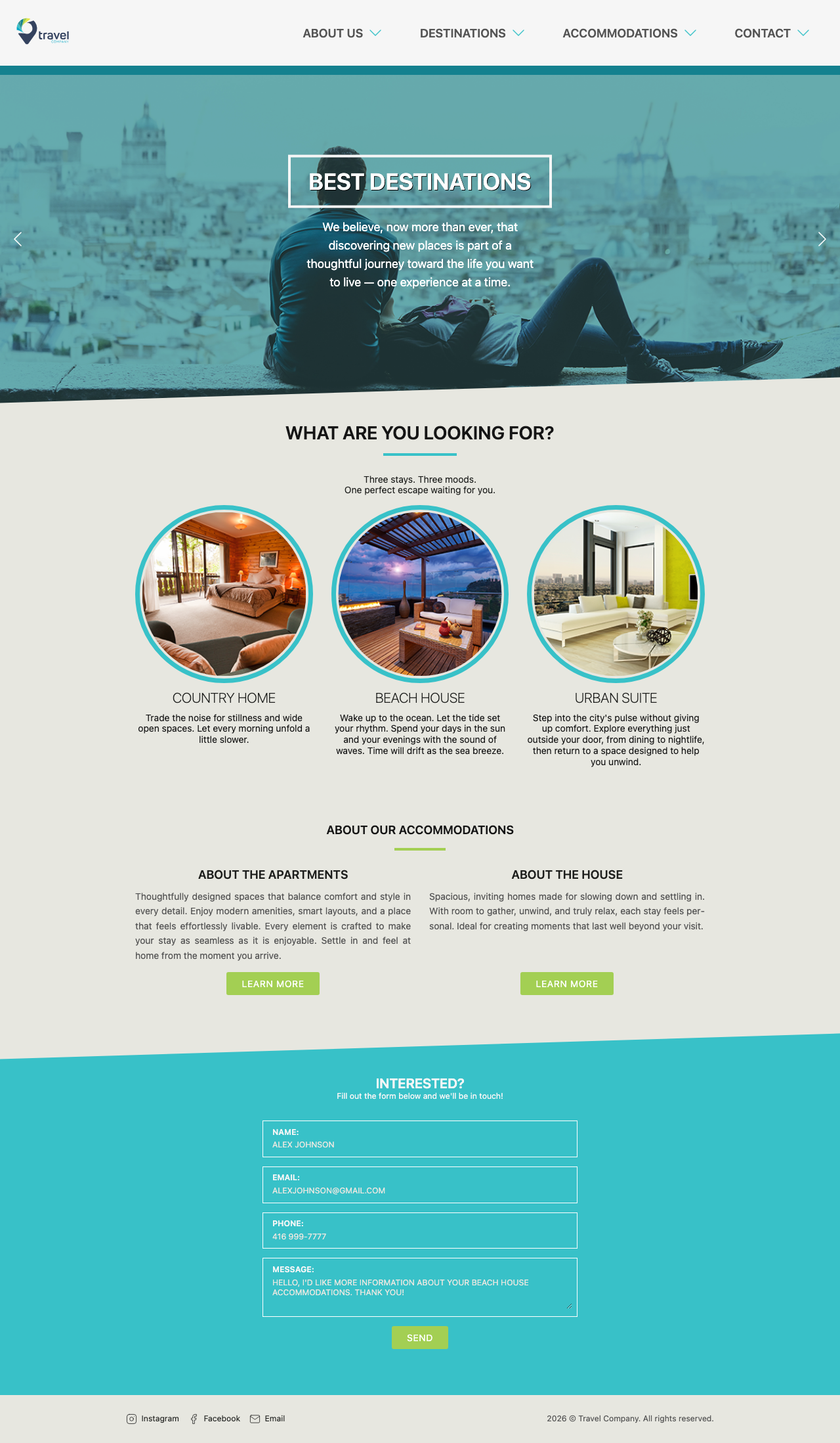 Screenshot of the Best Destinations website